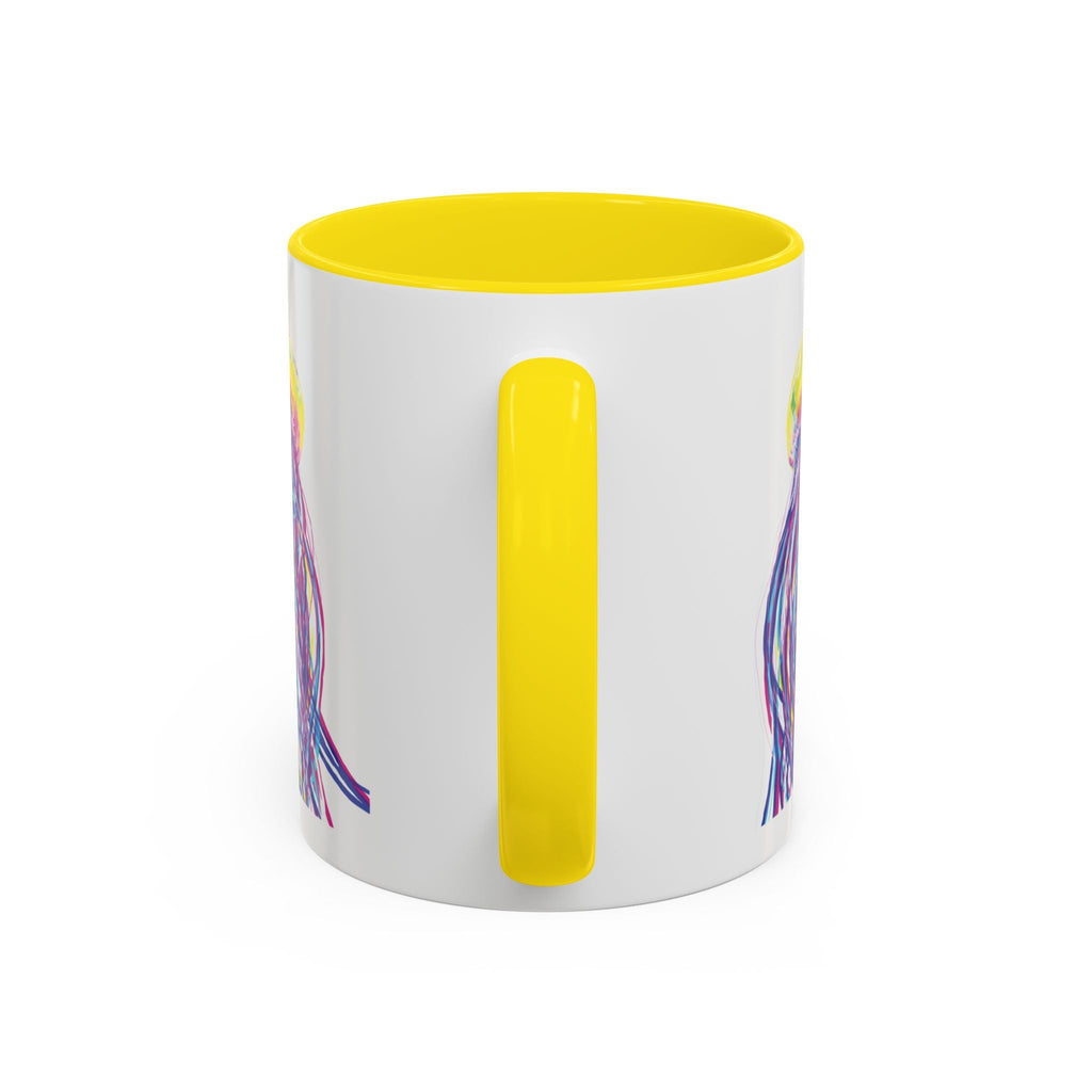 Vibrant Jellyfish Two Tone Ceramic Coffee Mug - Colorful Marine Life Drinkware - Blue Cava