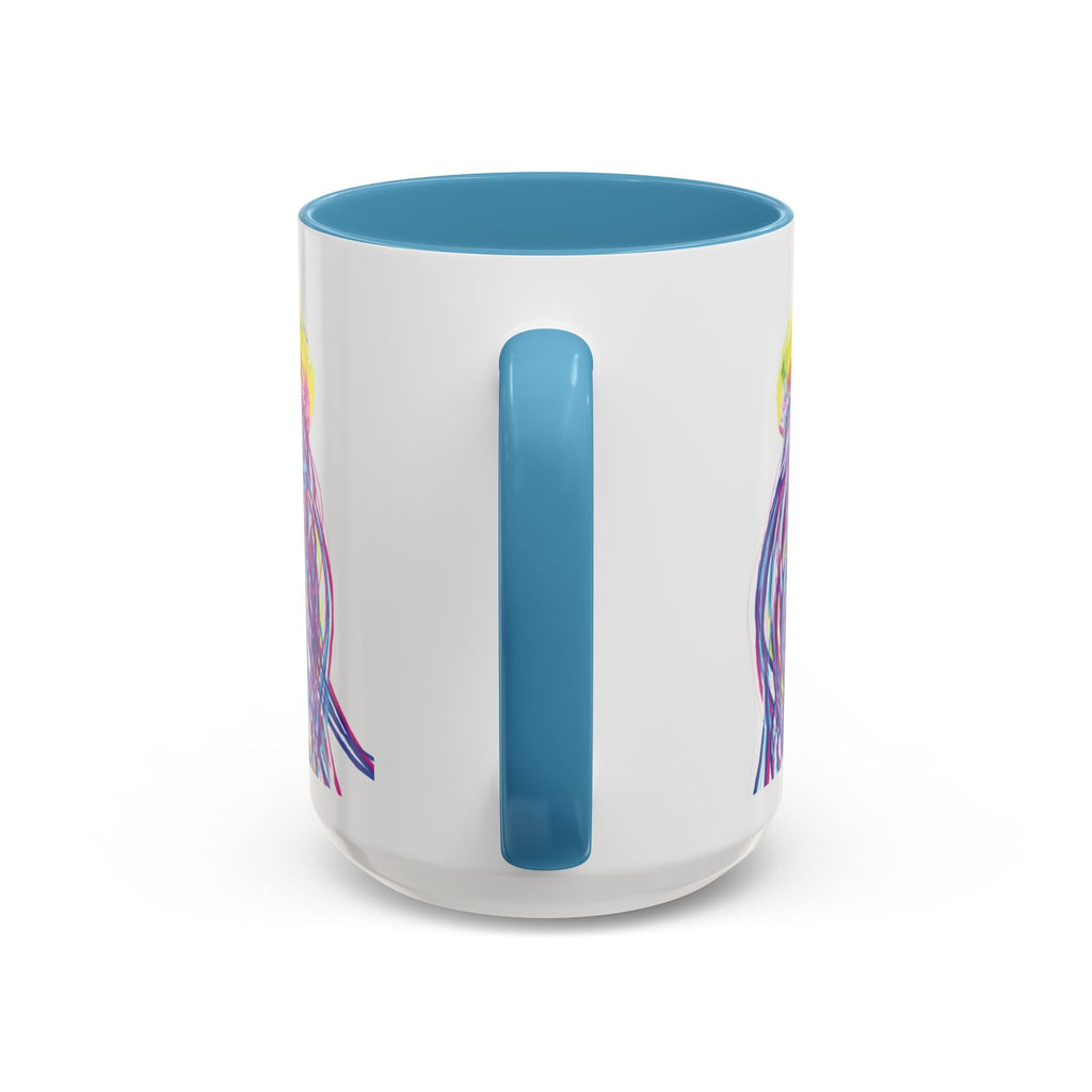 Vibrant Jellyfish Two Tone Ceramic Coffee Mug - Colorful Marine Life Drinkware - Blue Cava