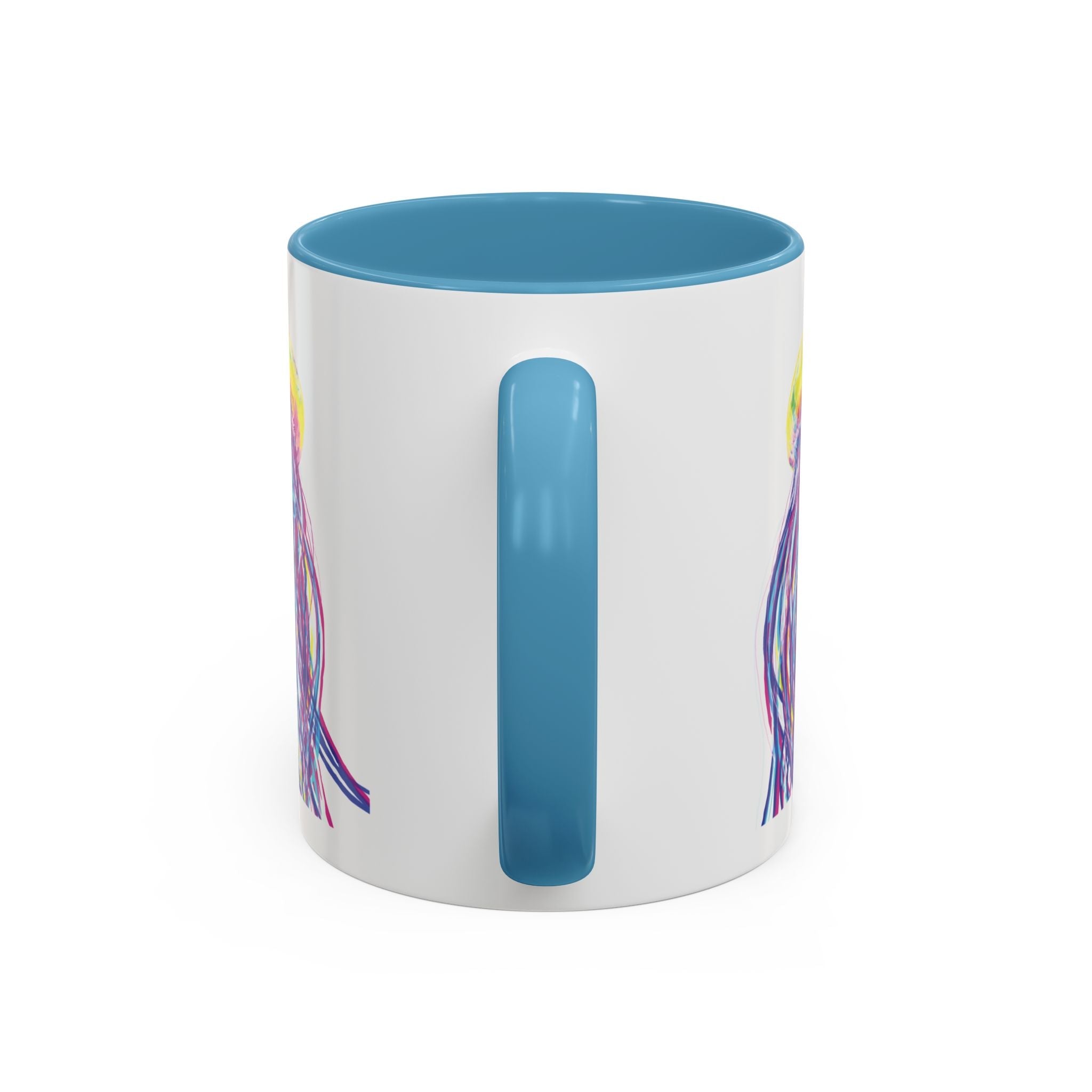 Vibrant Jellyfish Two Tone Ceramic Coffee Mug - Colorful Marine Life Drinkware - Blue Cava