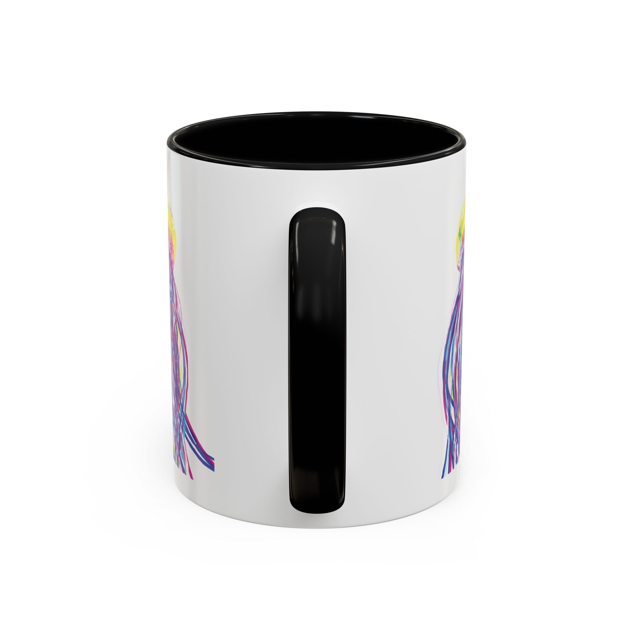 Vibrant Jellyfish Two Tone Ceramic Coffee Mug - Colorful Marine Life Drinkware - Blue Cava