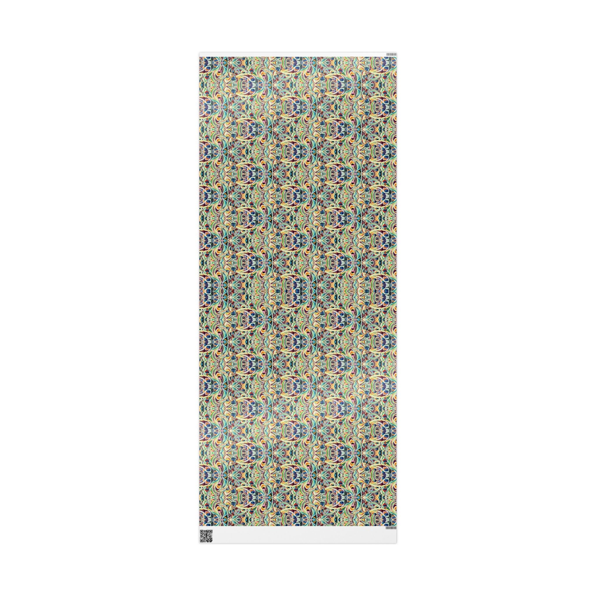 Vibrant Peacock Fiesta Wrapping Paper, Eco-Friendly in matte or glossy available in 30 x 36, 30 x 72 or 30 x 180 - Blue Cava