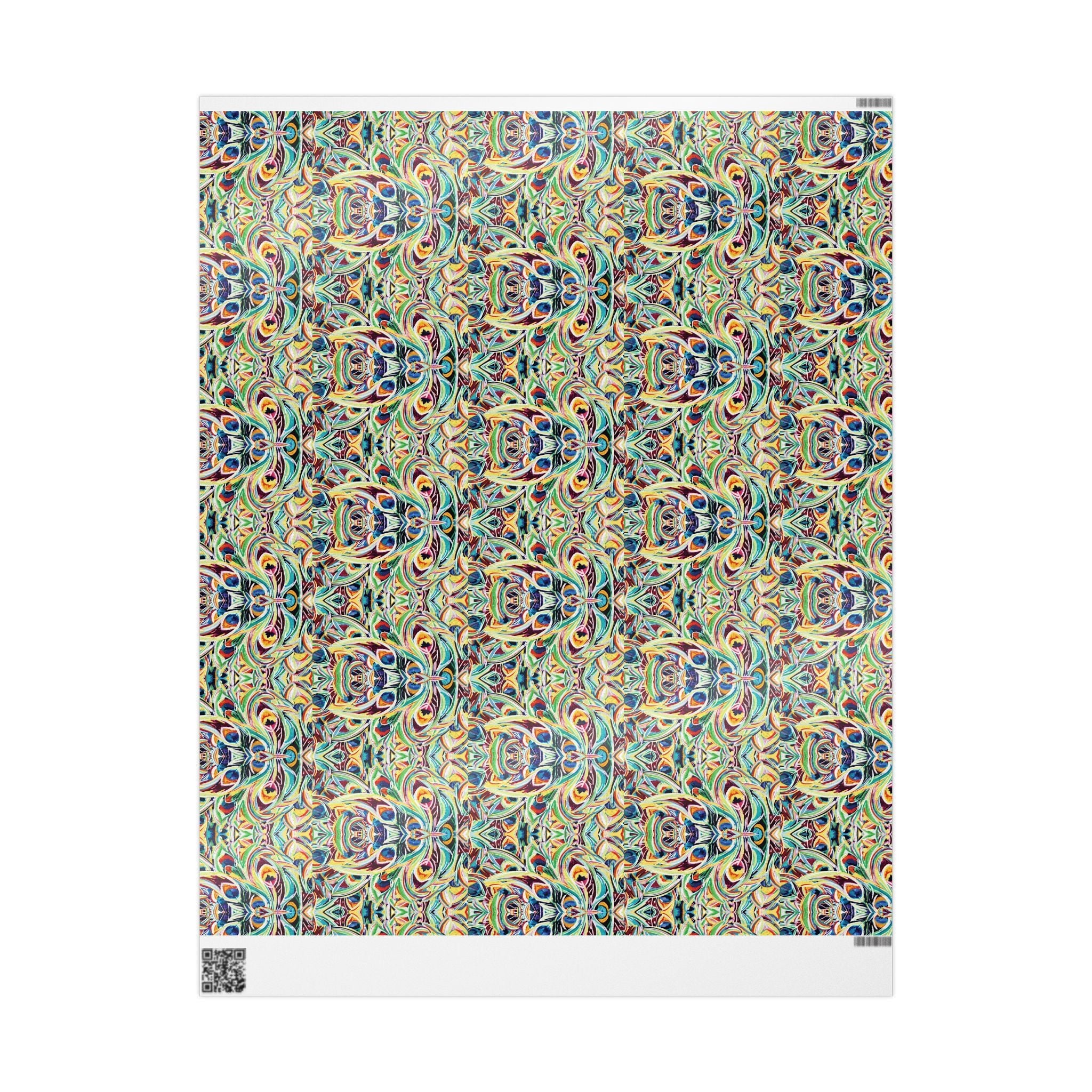Vibrant Peacock Fiesta Wrapping Paper, Eco-Friendly in matte or glossy available in 30 x 36, 30 x 72 or 30 x 180 - Blue Cava