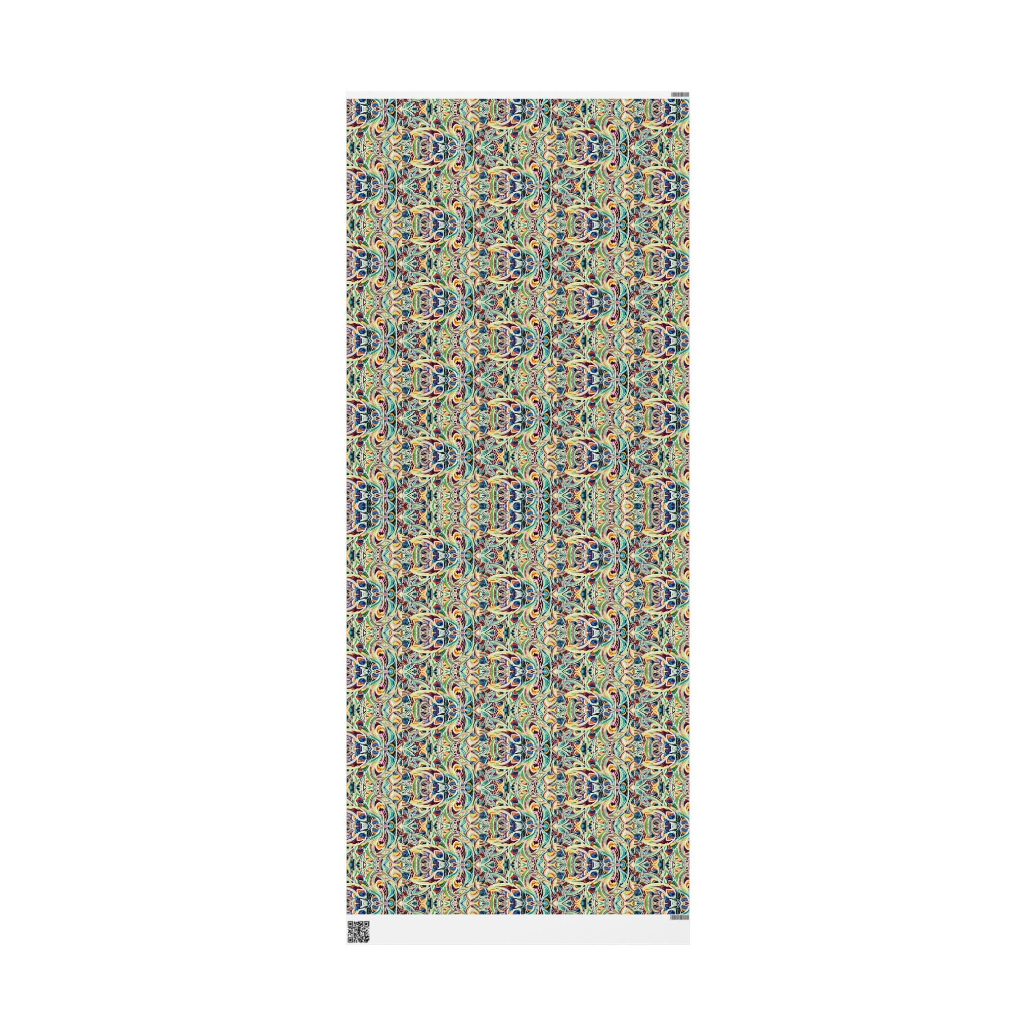 Vibrant Peacock Fiesta Wrapping Paper, Eco-Friendly in matte or glossy available in 30 x 36, 30 x 72 or 30 x 180 - Blue Cava