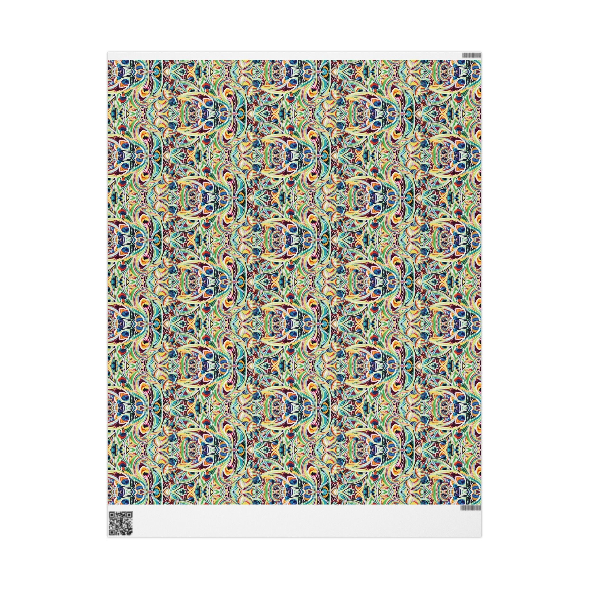 Vibrant Peacock Fiesta Wrapping Paper, Eco-Friendly in matte or glossy available in 30 x 36, 30 x 72 or 30 x 180 - Blue Cava