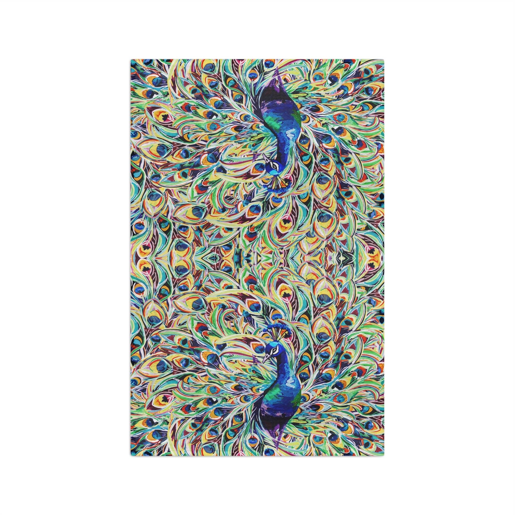 Vibrant Peacock Microfiber Waffle Kitchen Towel - Blue Cava