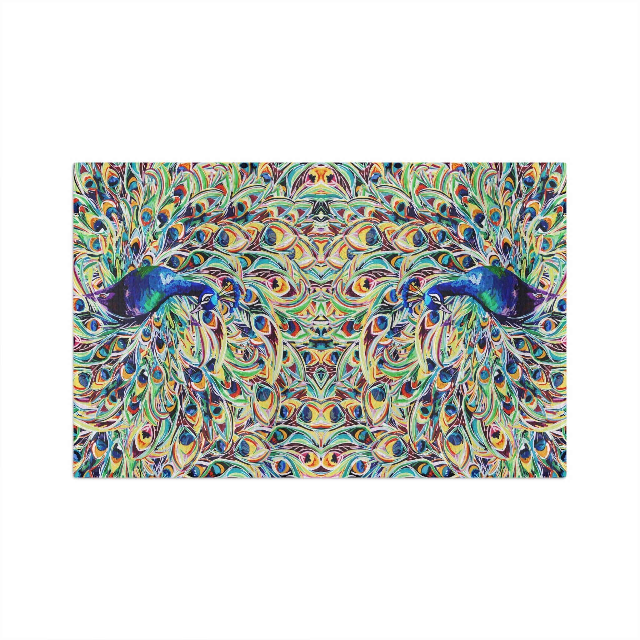 Vibrant Peacock Microfiber Waffle Kitchen Towel - Blue Cava