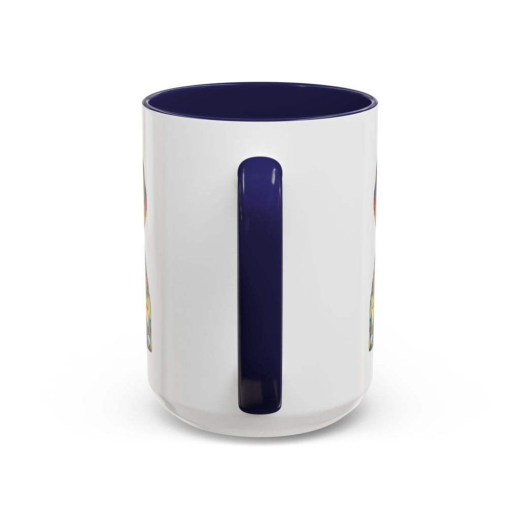 Vibrant Stained Glass Dog Two Tone Mug - Colorful Accent Coffee Cup, Pet Lover Gift - Blue Cava