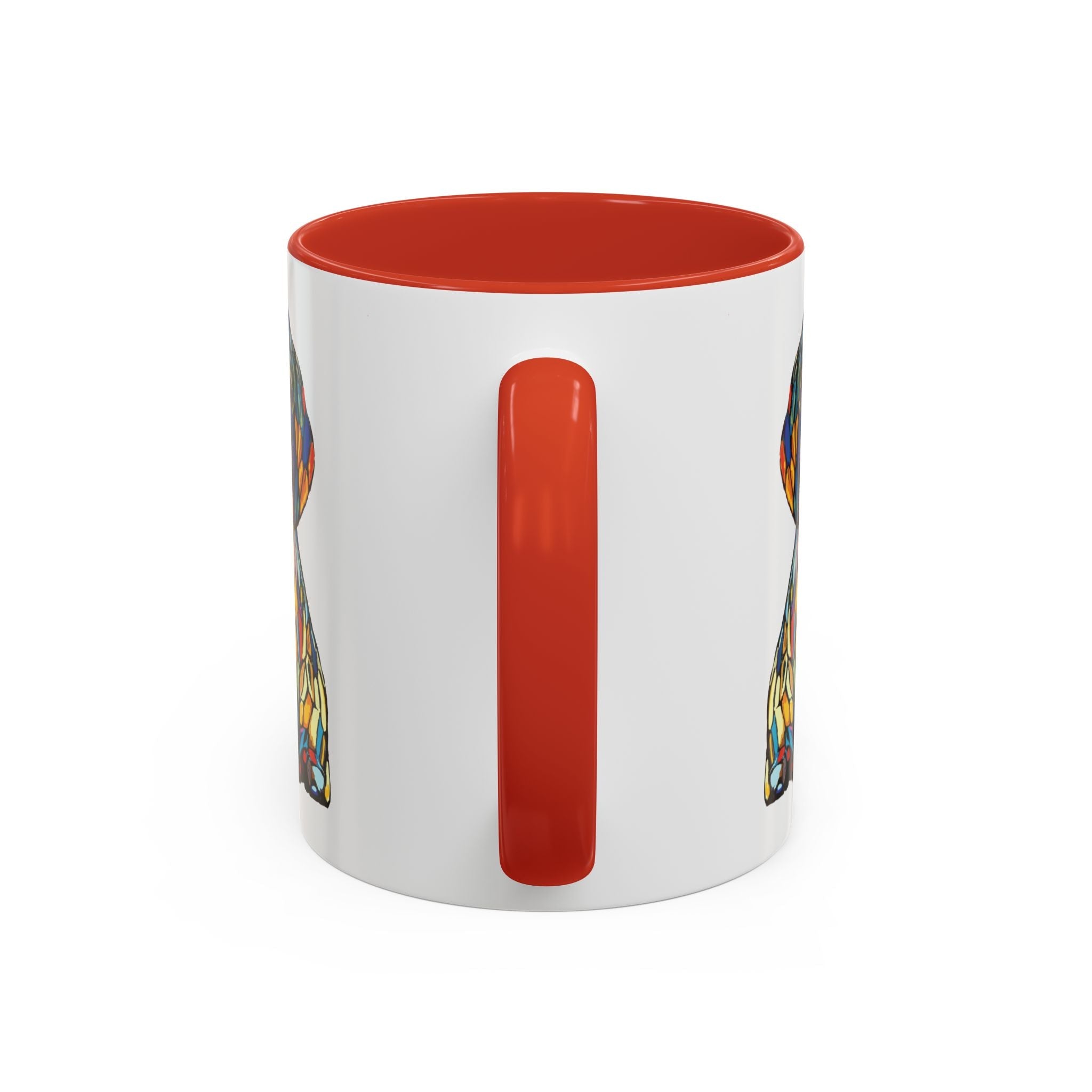 Vibrant Stained Glass Dog Two Tone Mug - Colorful Accent Coffee Cup, Pet Lover Gift - Blue Cava