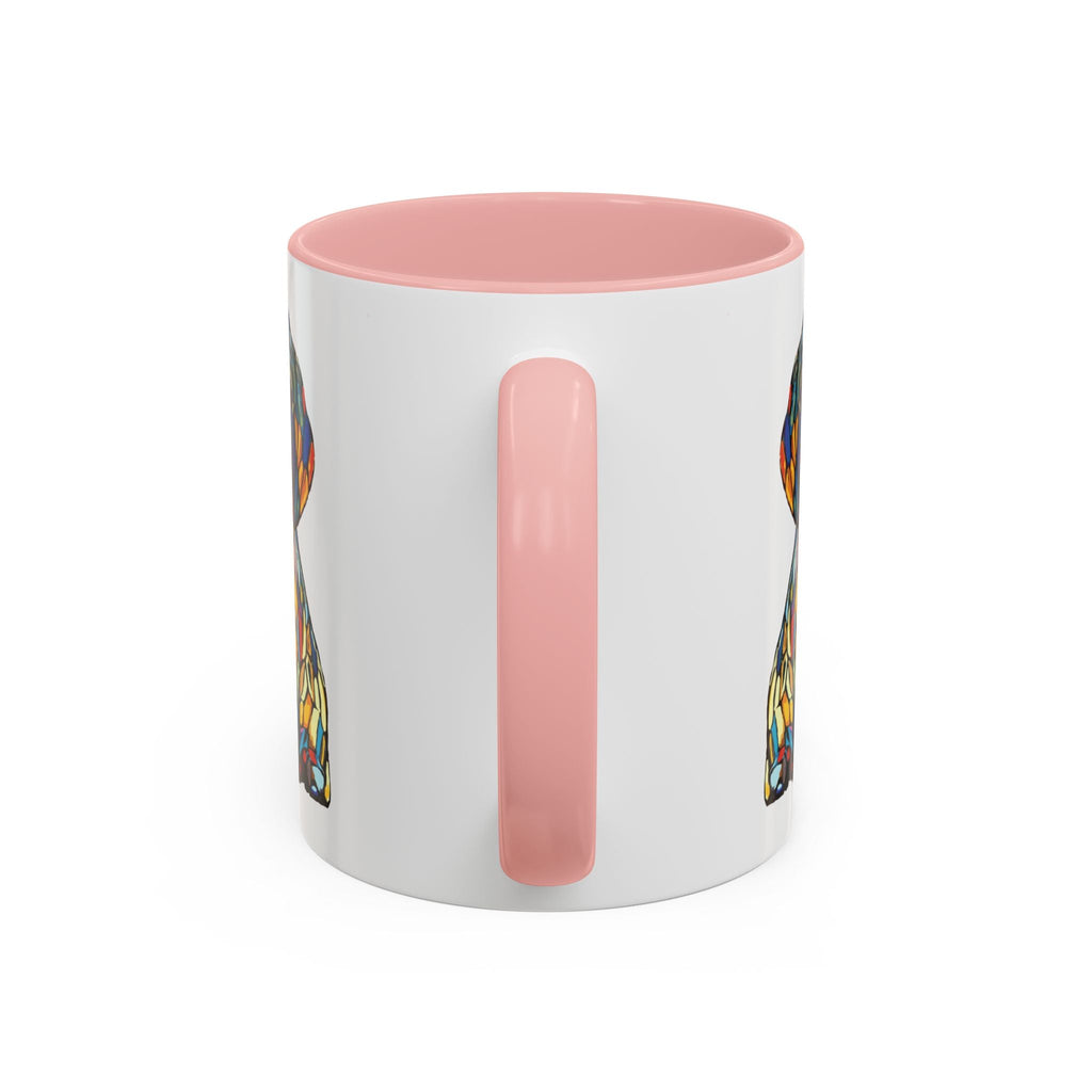 Vibrant Stained Glass Dog Two Tone Mug - Colorful Accent Coffee Cup, Pet Lover Gift - Blue Cava