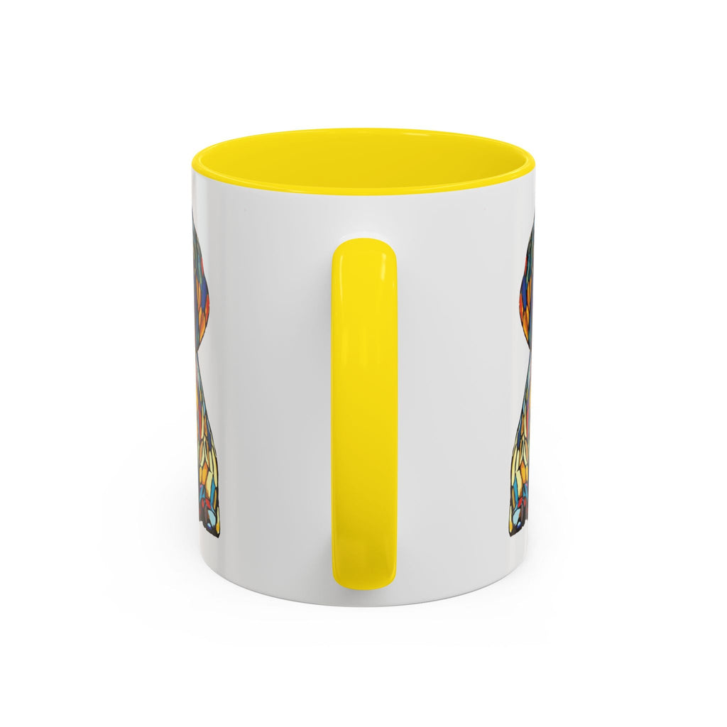 Vibrant Stained Glass Dog Two Tone Mug - Colorful Accent Coffee Cup, Pet Lover Gift - Blue Cava