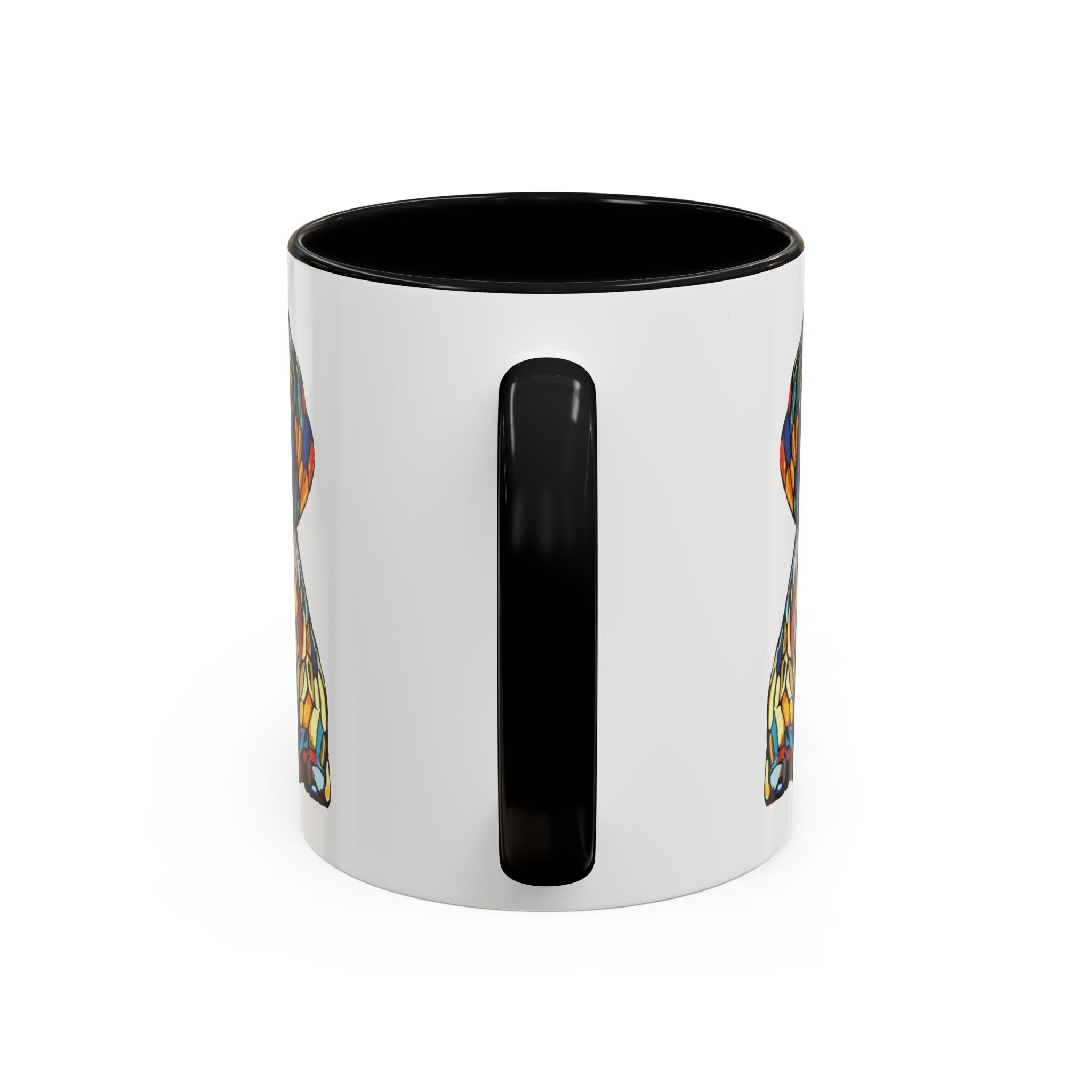 Vibrant Stained Glass Dog Two Tone Mug - Colorful Accent Coffee Cup, Pet Lover Gift - Blue Cava