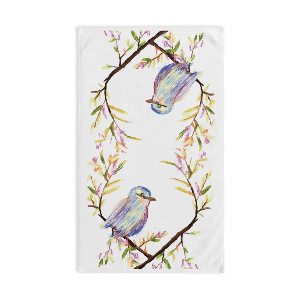 Watercolor Bird Cotton Hand Towel - Blue Cava