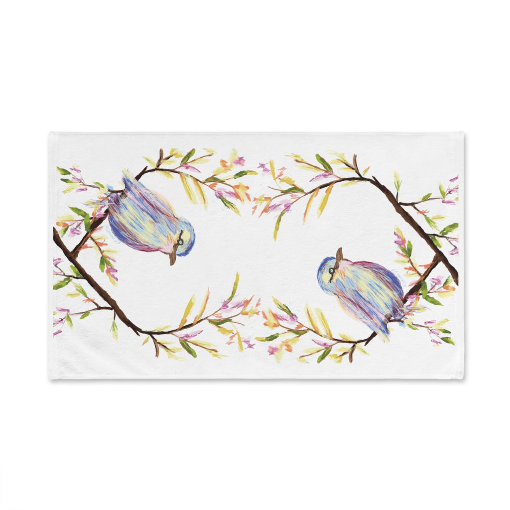 Watercolor Bird Cotton Hand Towel - Blue Cava