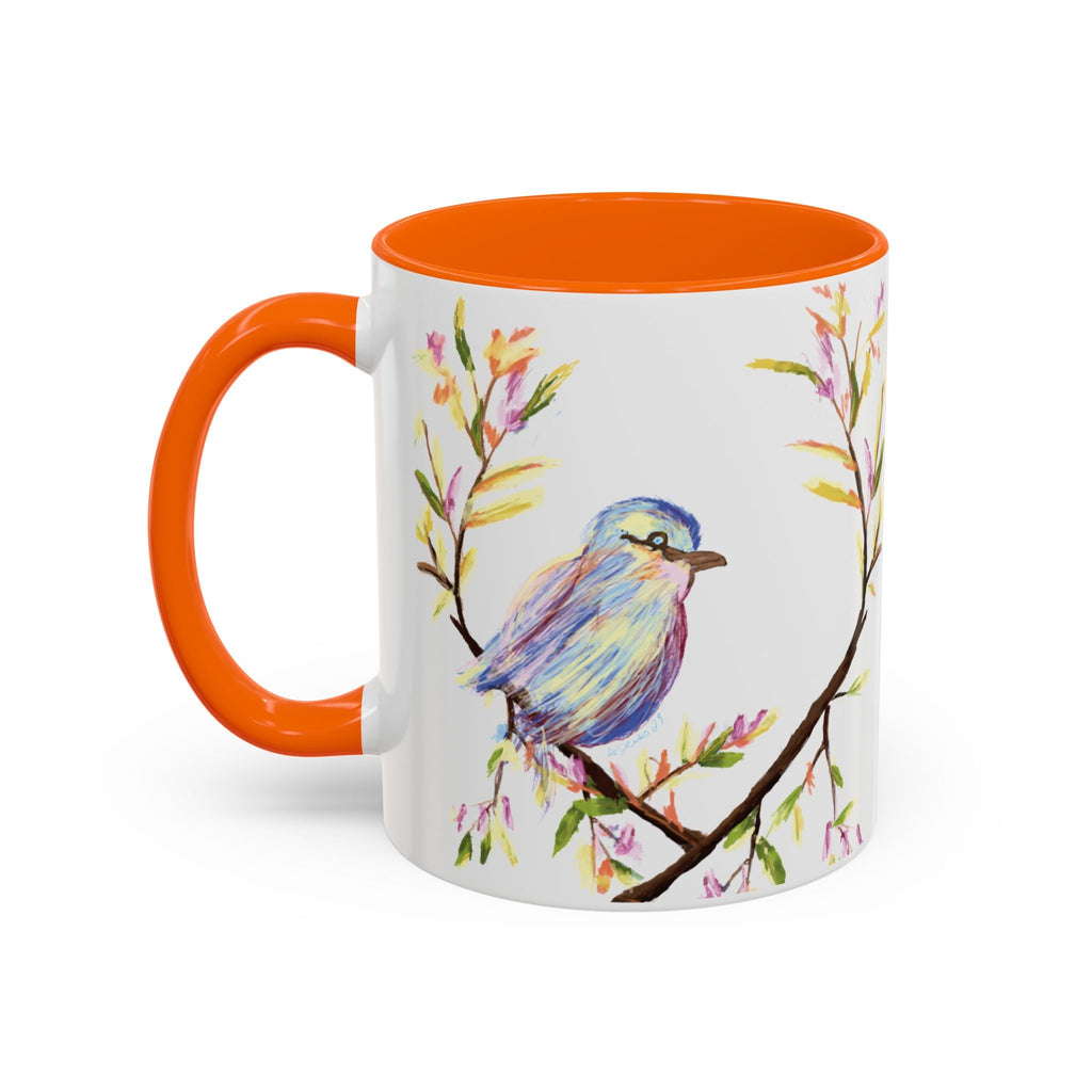 Watercolor Bird Two Tone Ceramic Coffee Mugs - Blue Cava