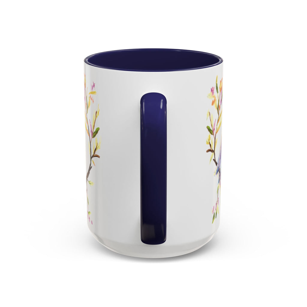 Watercolor Bird Two Tone Ceramic Coffee Mugs - Blue Cava