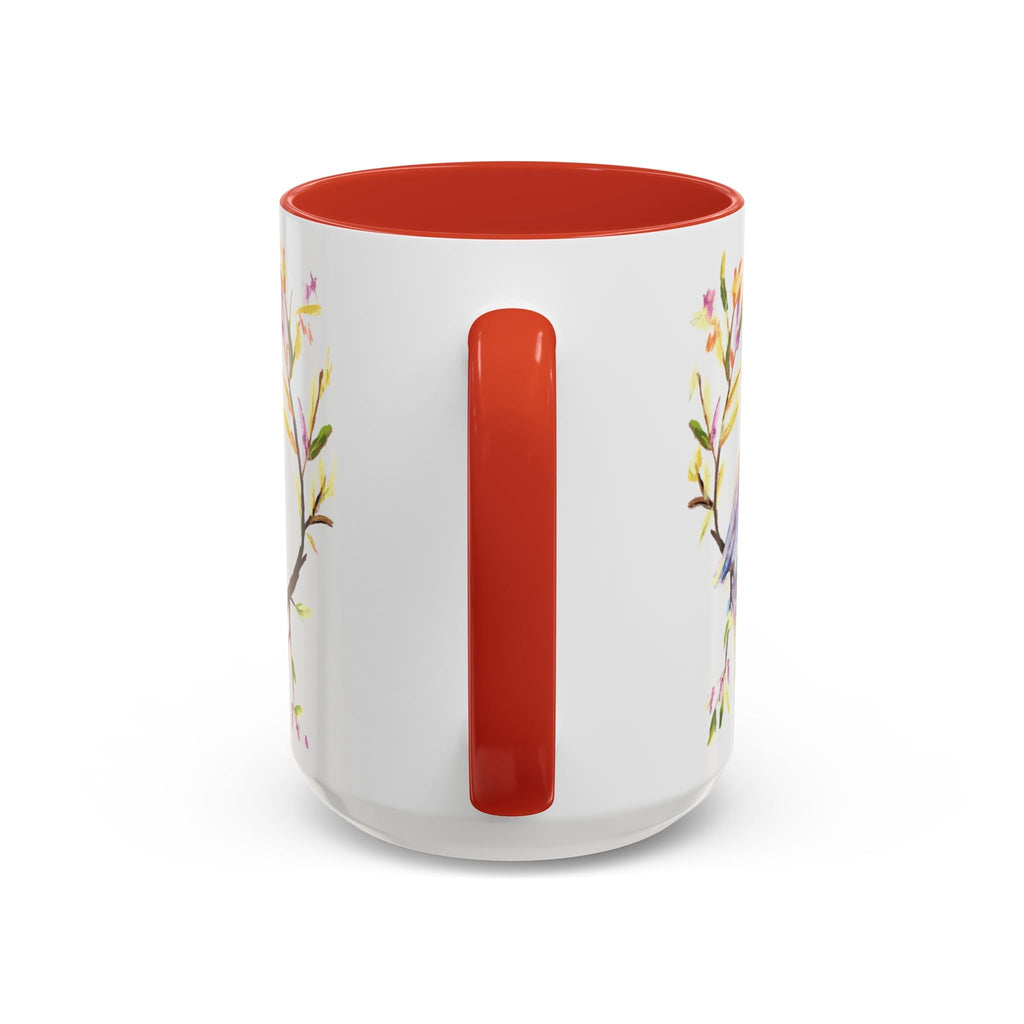 Watercolor Bird Two Tone Ceramic Coffee Mugs - Blue Cava
