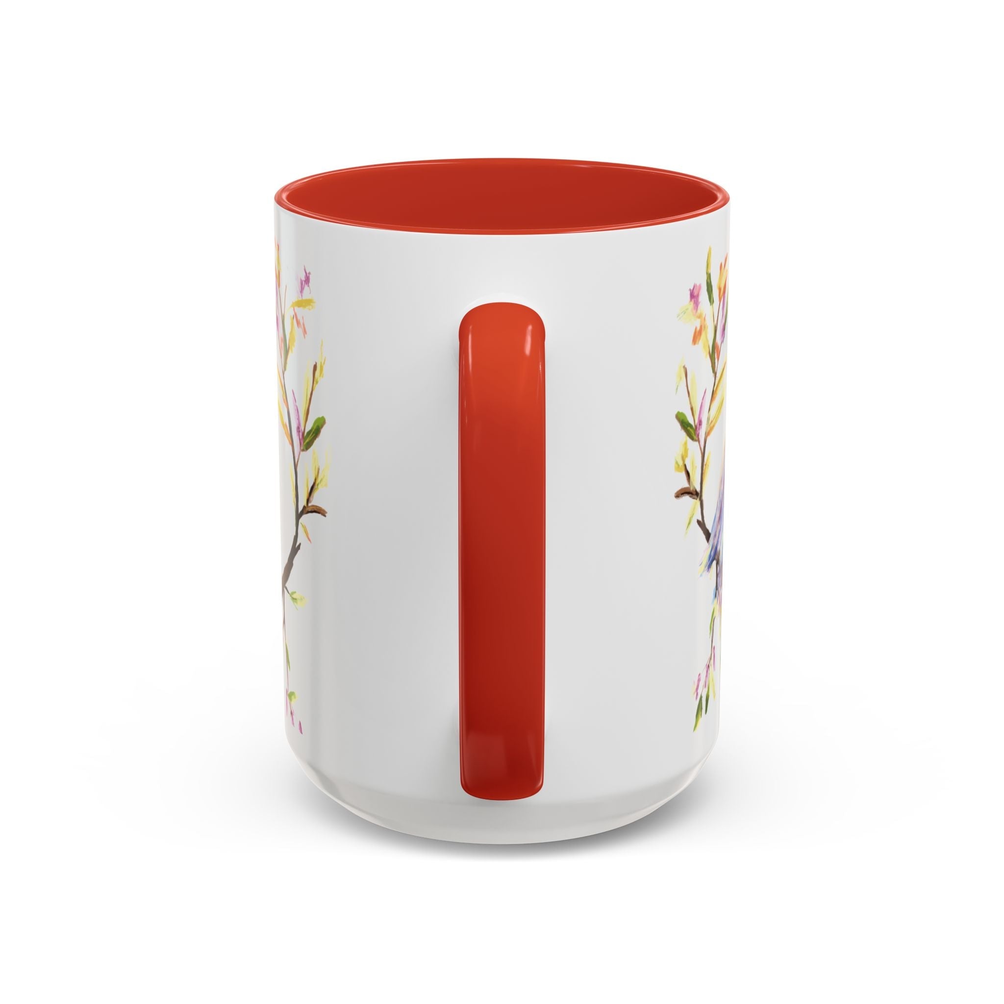 Watercolor Bird Two Tone Ceramic Coffee Mugs - Blue Cava