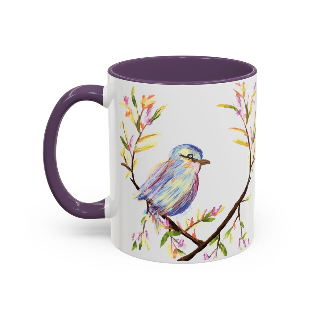 Watercolor Bird Two Tone Ceramic Coffee Mugs - Blue Cava