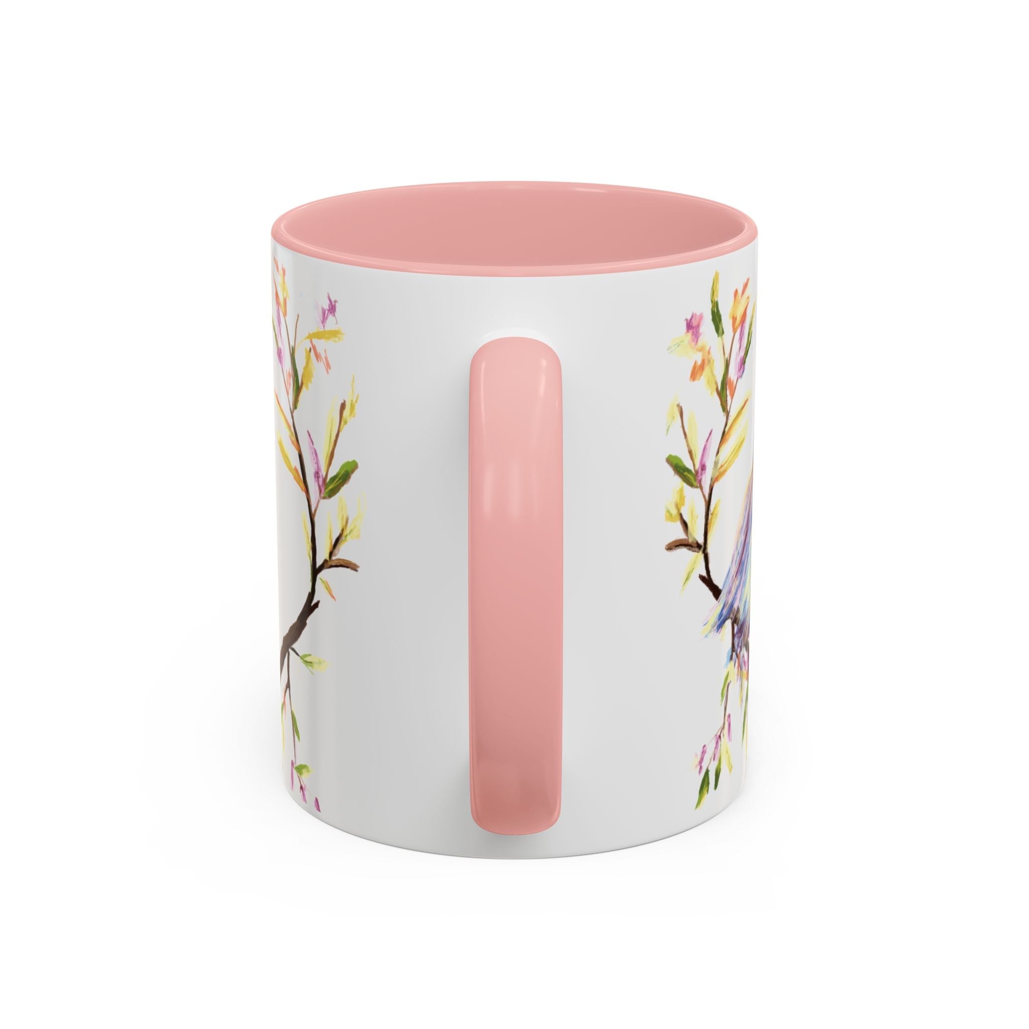 Watercolor Bird Two Tone Ceramic Coffee Mugs - Blue Cava
