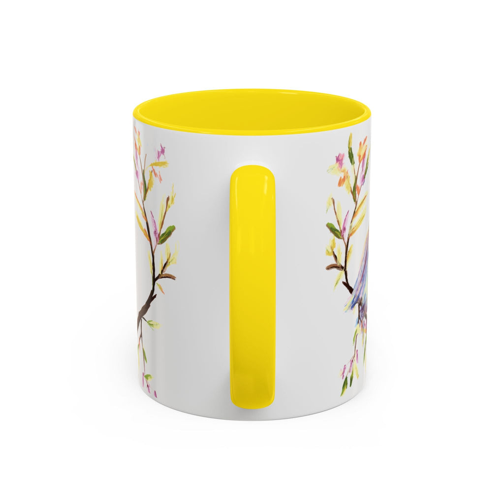 Watercolor Bird Two Tone Ceramic Coffee Mugs - Blue Cava