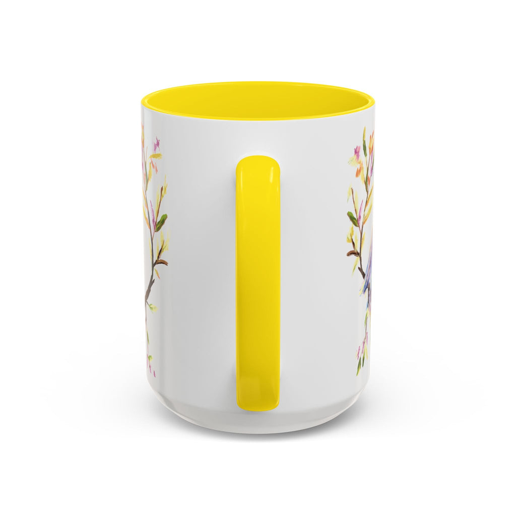 Watercolor Bird Two Tone Ceramic Coffee Mugs - Blue Cava