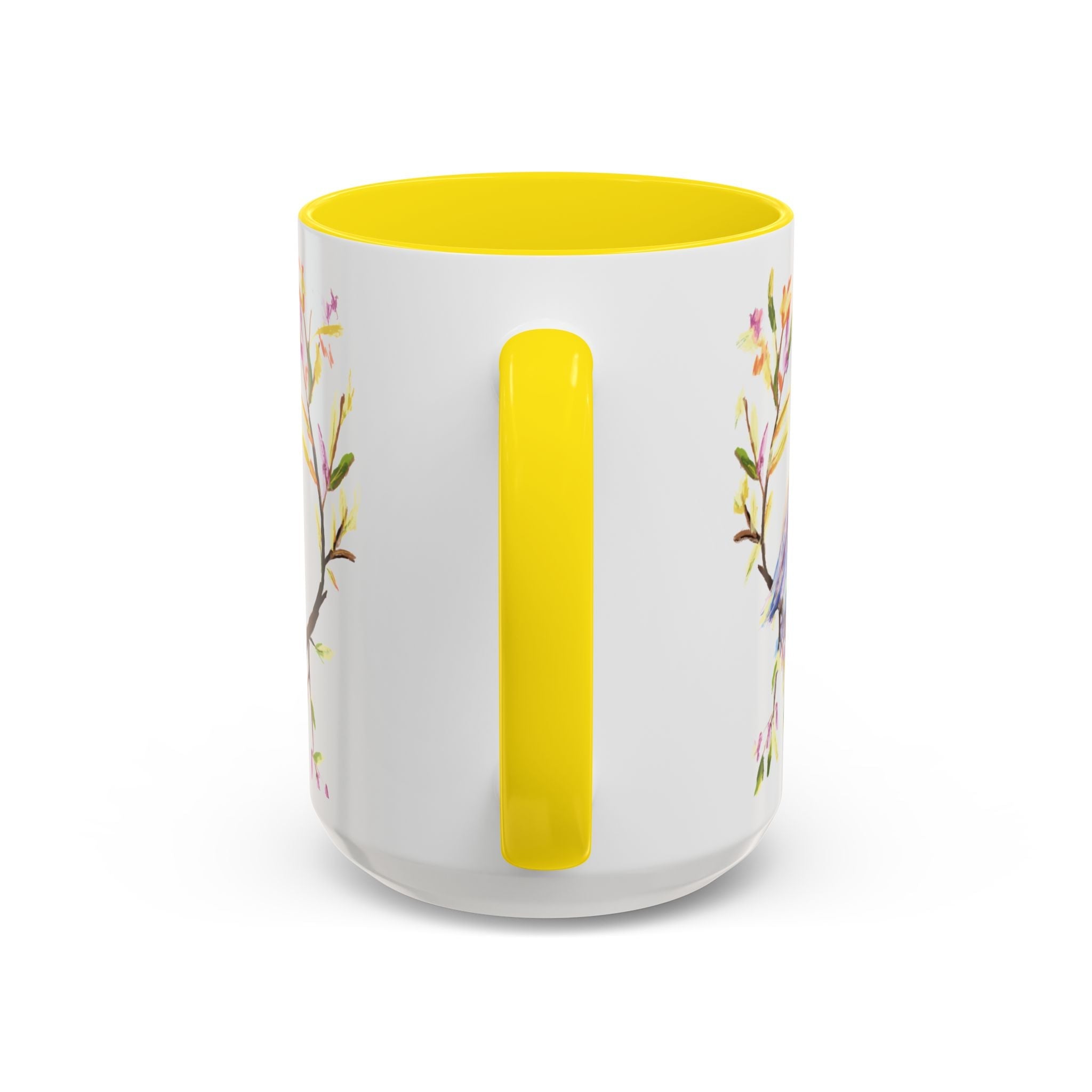 Watercolor Bird Two Tone Ceramic Coffee Mugs - Blue Cava