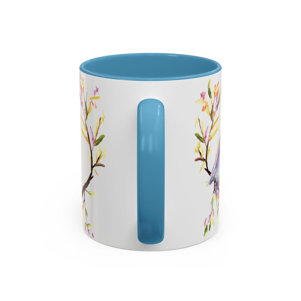 Watercolor Bird Two Tone Ceramic Coffee Mugs - Blue Cava
