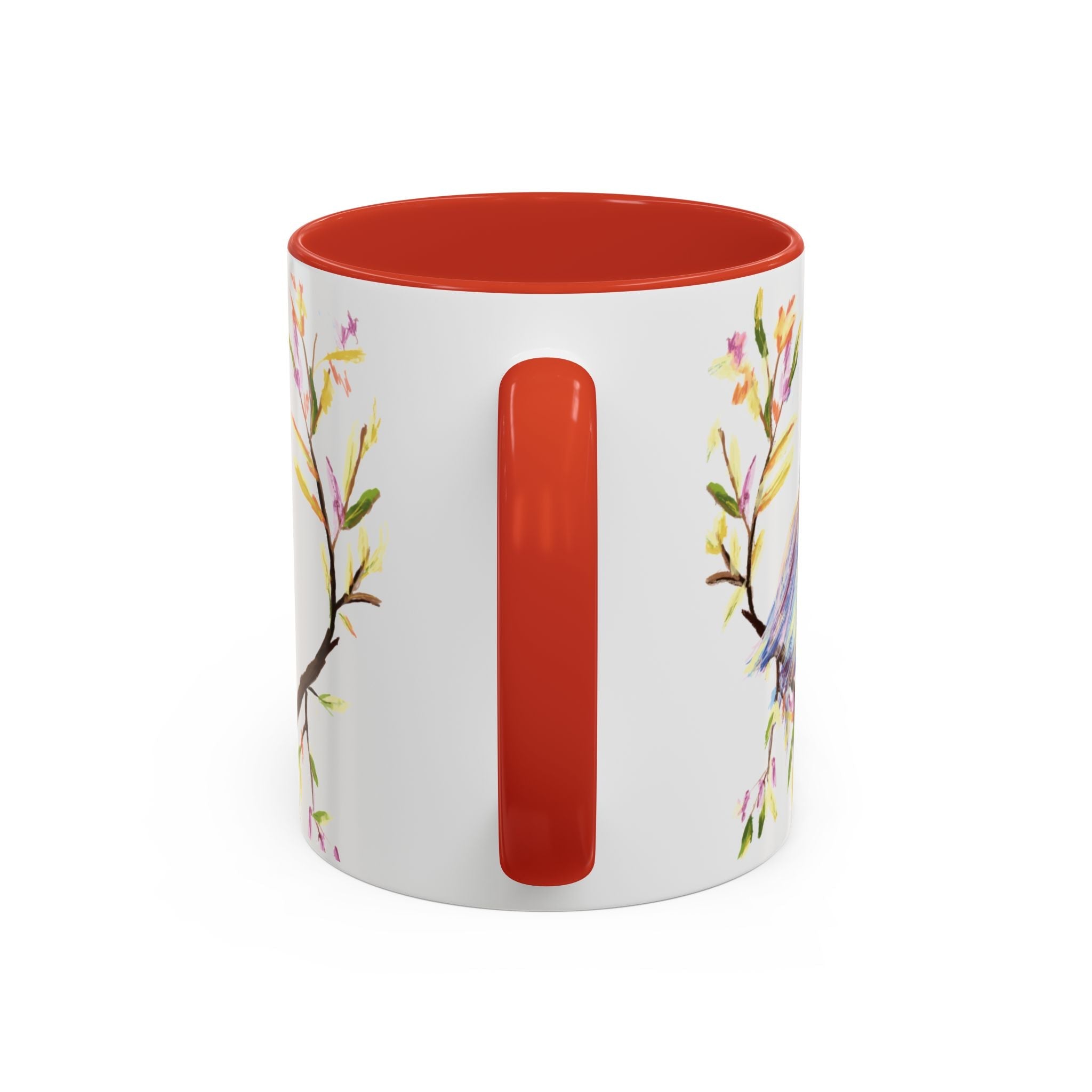 Watercolor Bird Two Tone Ceramic Coffee Mugs - Blue Cava