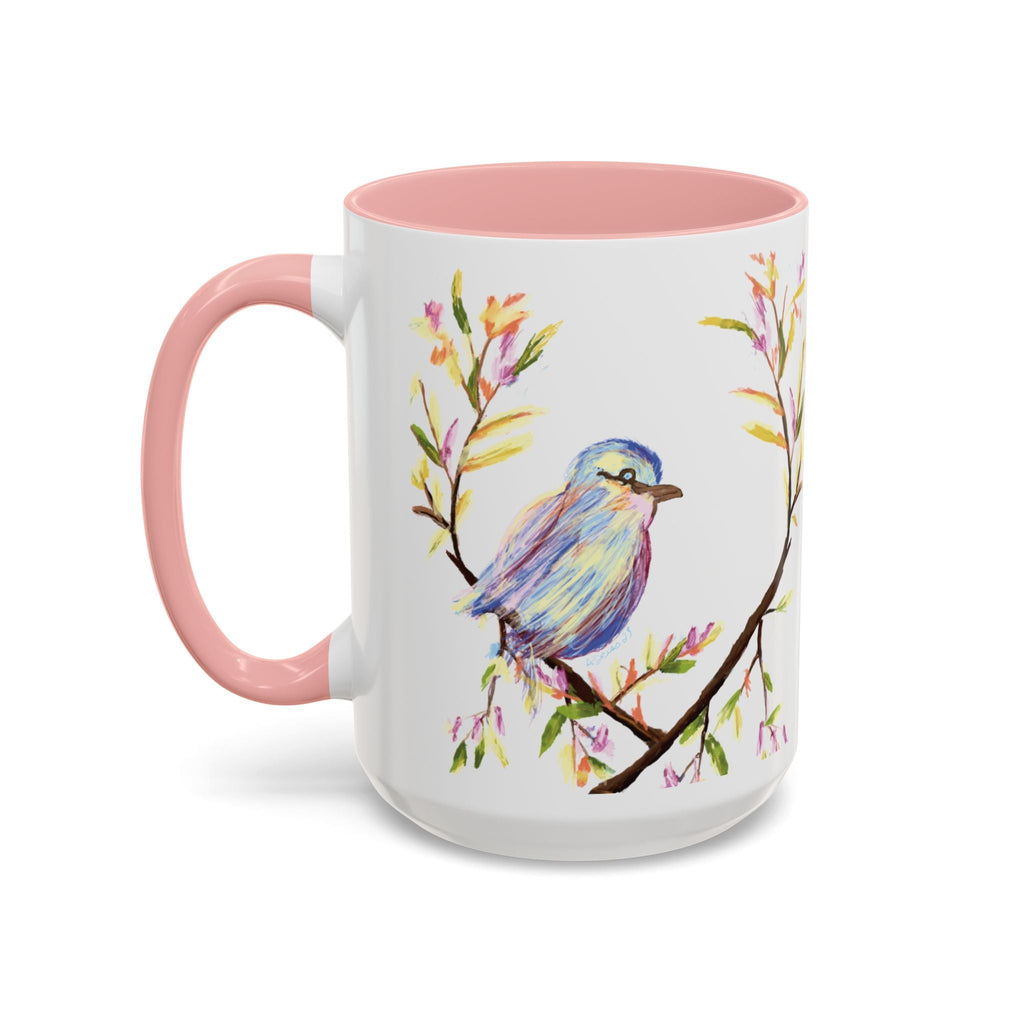 Watercolor Bird Two Tone Ceramic Coffee Mugs - Blue Cava