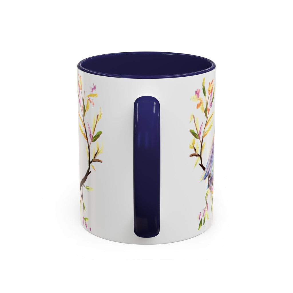 Watercolor Bird Two Tone Ceramic Coffee Mugs - Blue Cava