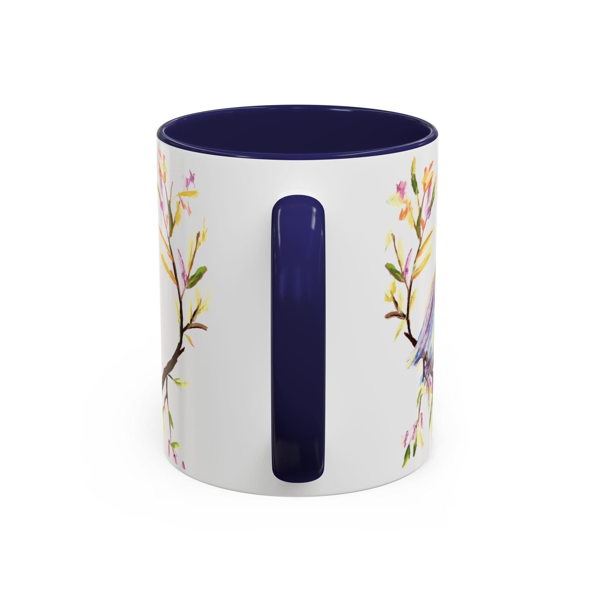 Watercolor Bird Two Tone Ceramic Coffee Mugs - Blue Cava