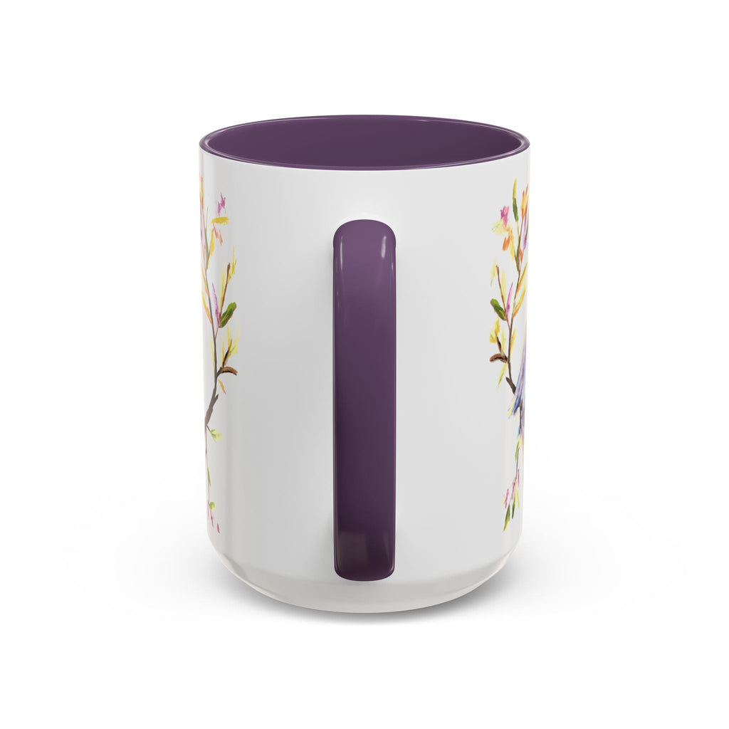 Watercolor Bird Two Tone Ceramic Coffee Mugs - Blue Cava