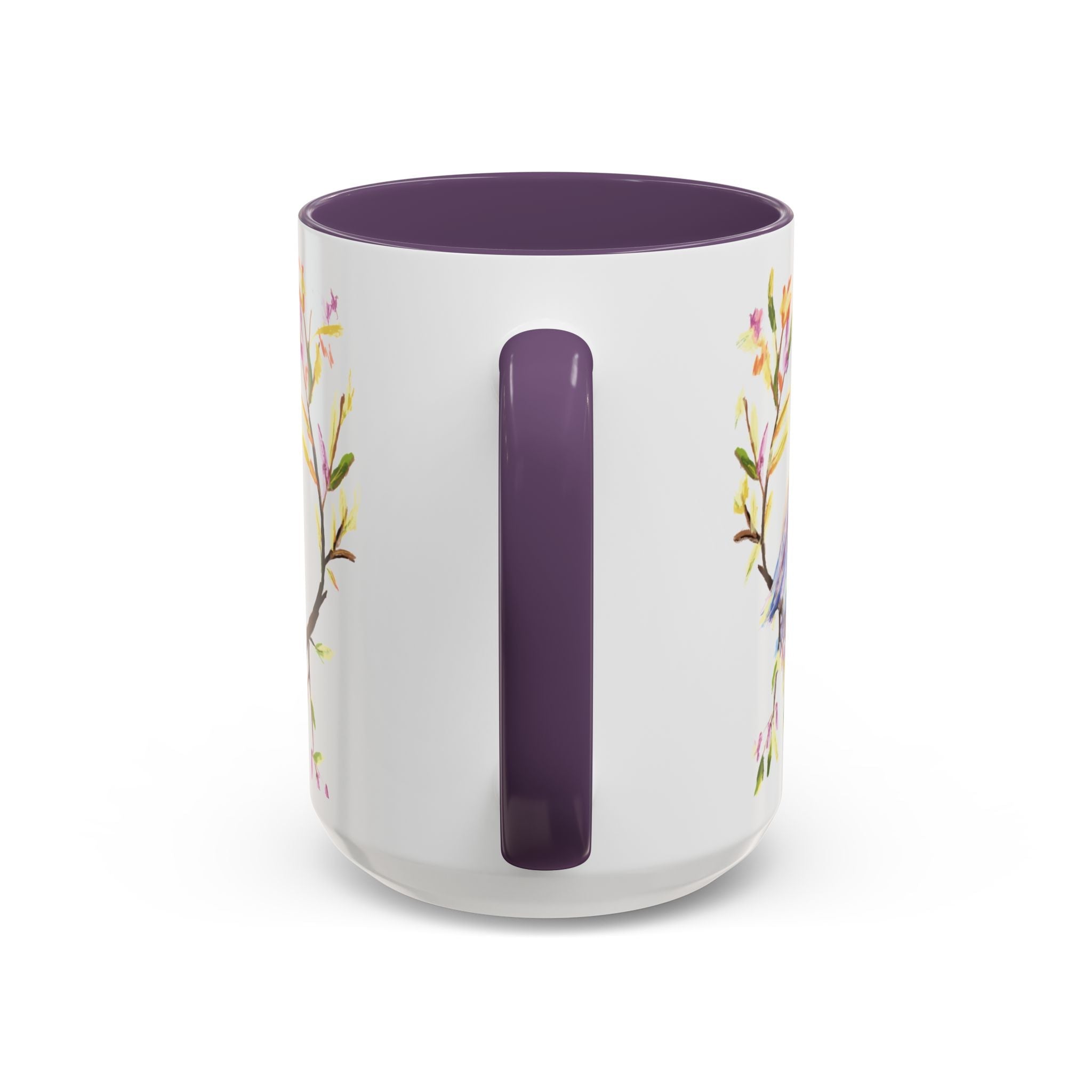 Watercolor Bird Two Tone Ceramic Coffee Mugs - Blue Cava