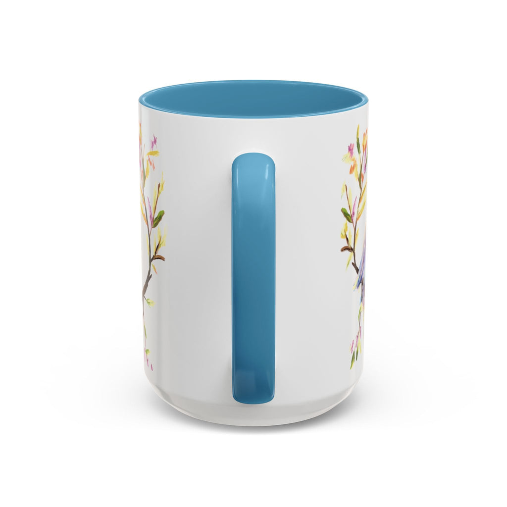 Watercolor Bird Two Tone Ceramic Coffee Mugs - Blue Cava