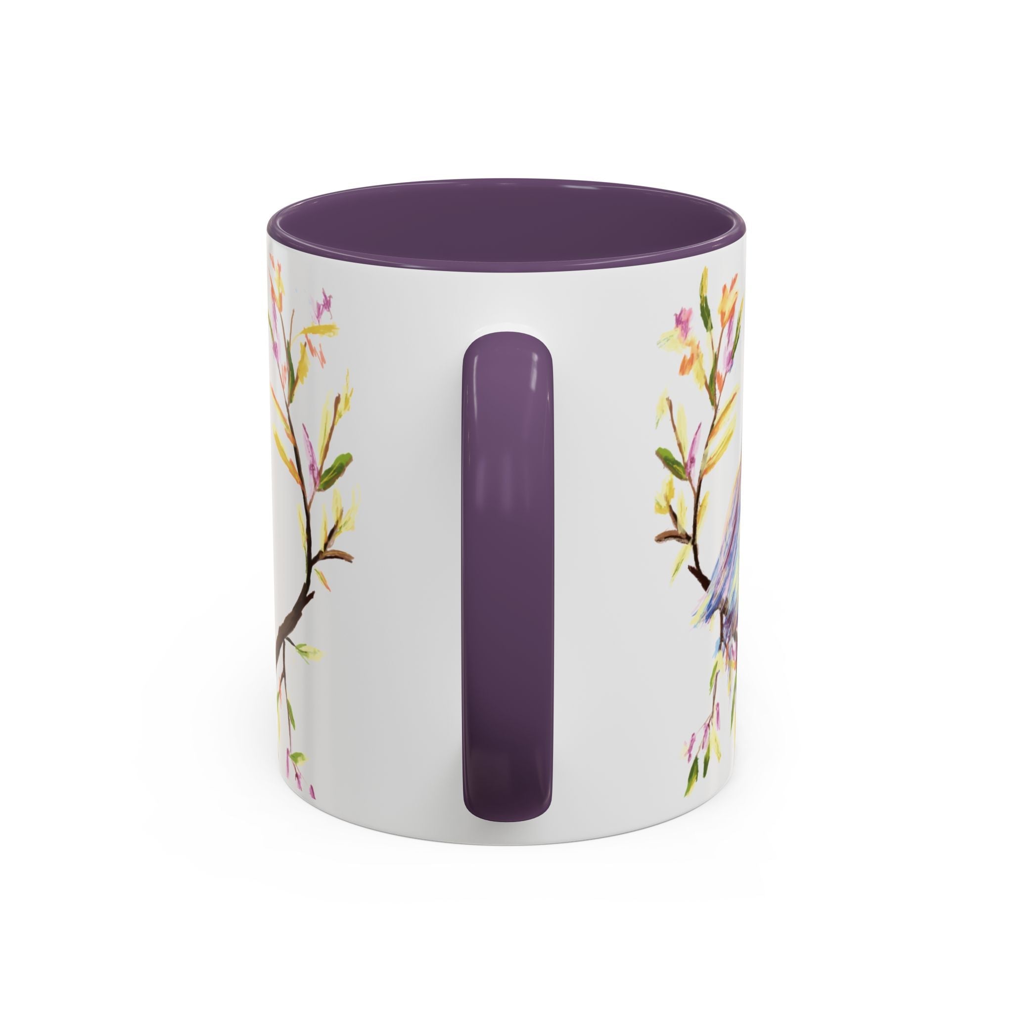 Watercolor Bird Two Tone Ceramic Coffee Mugs - Blue Cava