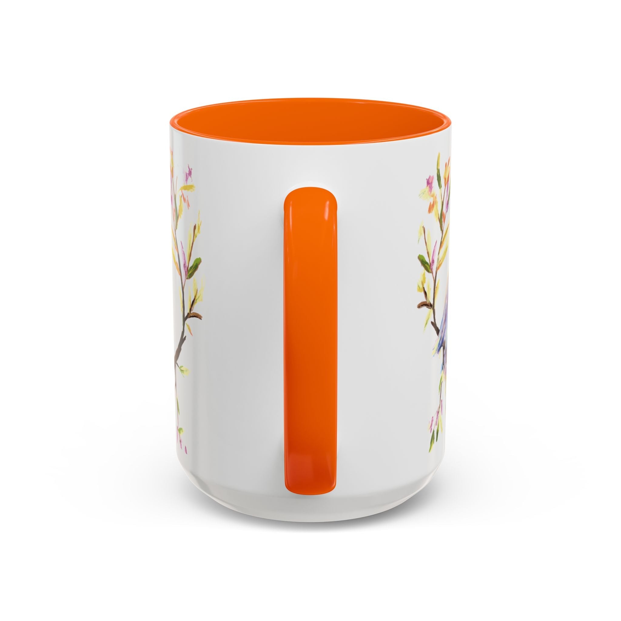 Watercolor Bird Two Tone Ceramic Coffee Mugs - Blue Cava
