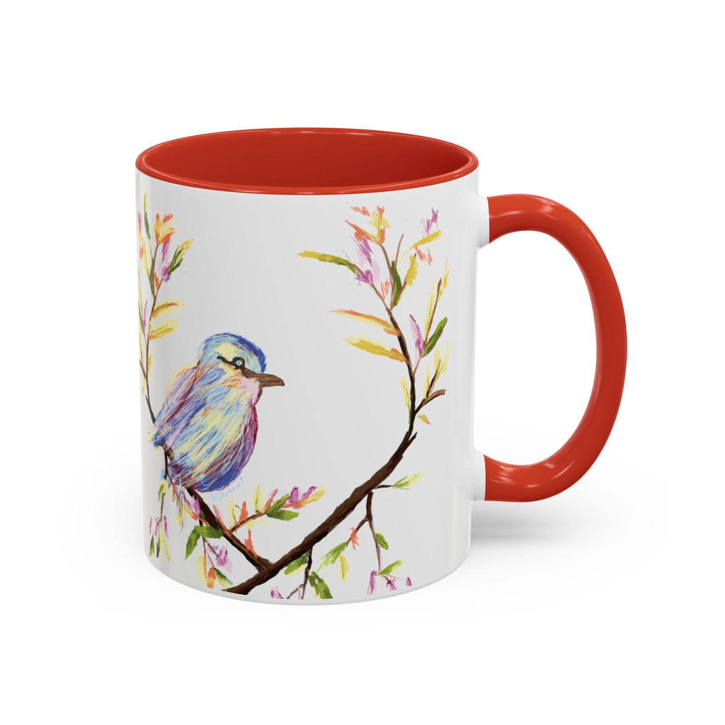 Watercolor Bird Two Tone Ceramic Coffee Mugs - Blue Cava