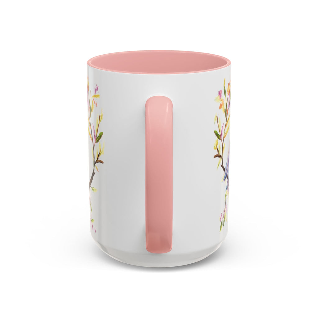 Watercolor Bird Two Tone Ceramic Coffee Mugs - Blue Cava