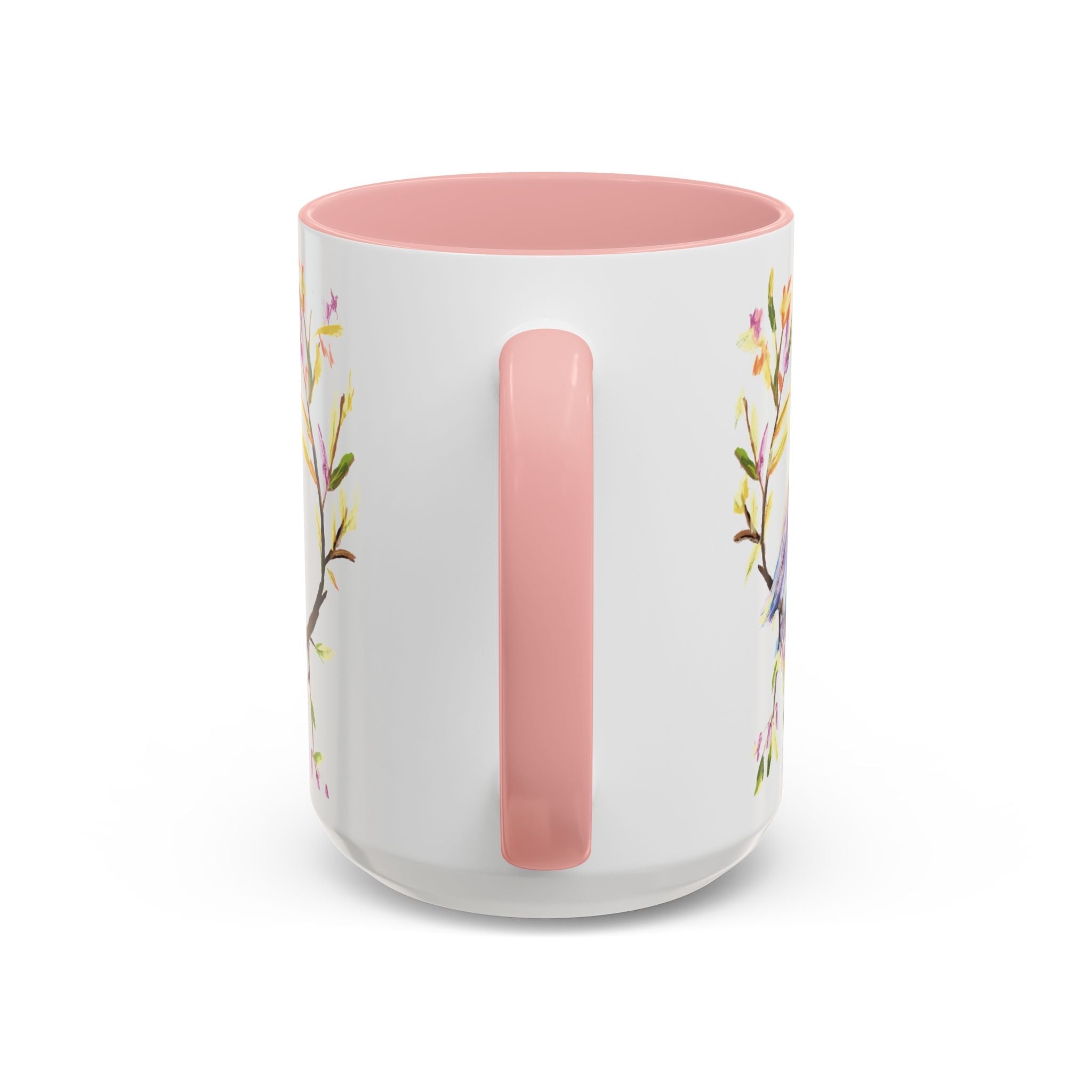 Watercolor Bird Two Tone Ceramic Coffee Mugs - Blue Cava