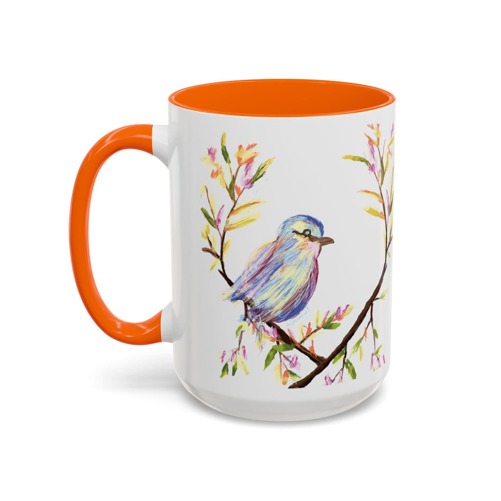 Watercolor Bird Two Tone Ceramic Coffee Mugs - Blue Cava