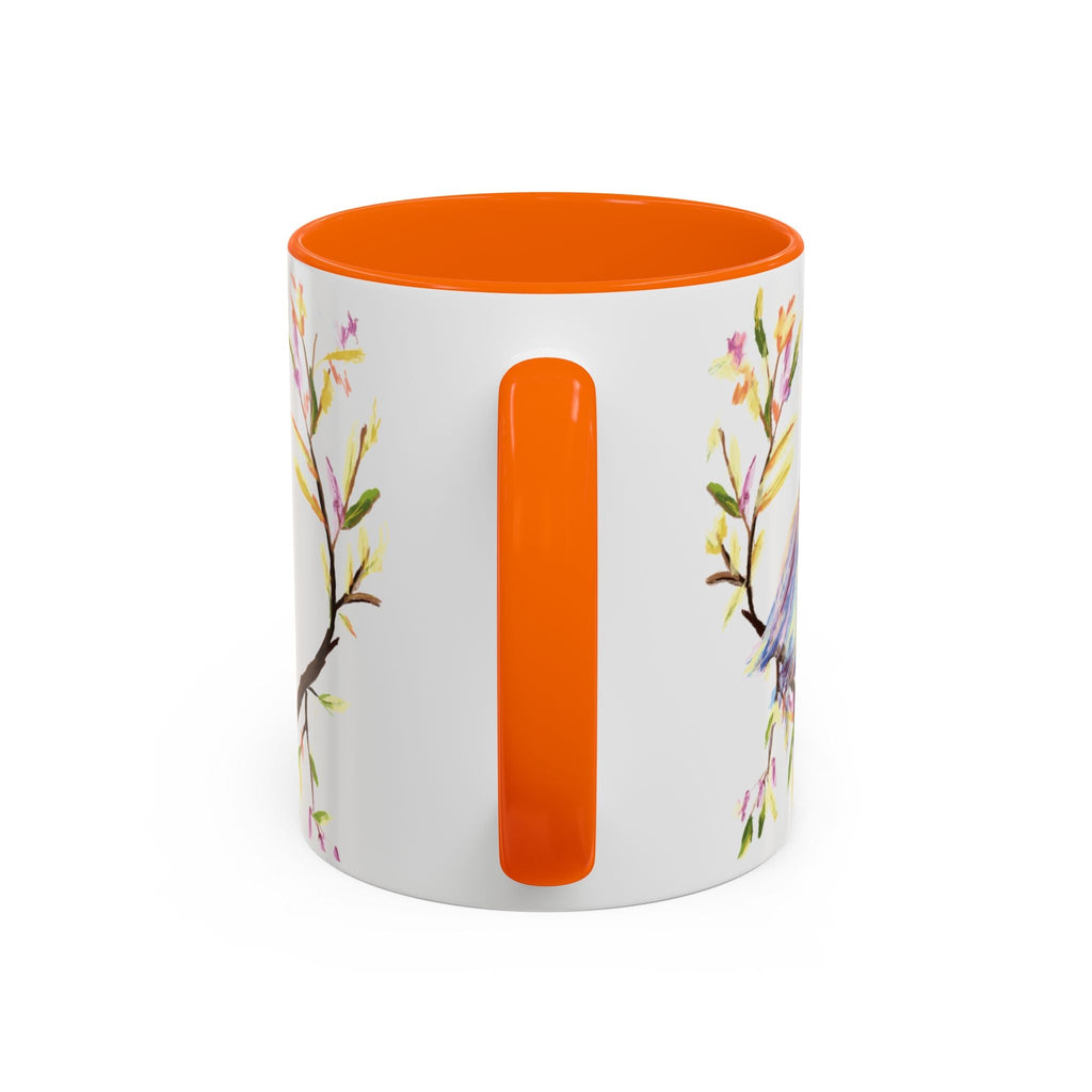 Watercolor Bird Two Tone Ceramic Coffee Mugs - Blue Cava