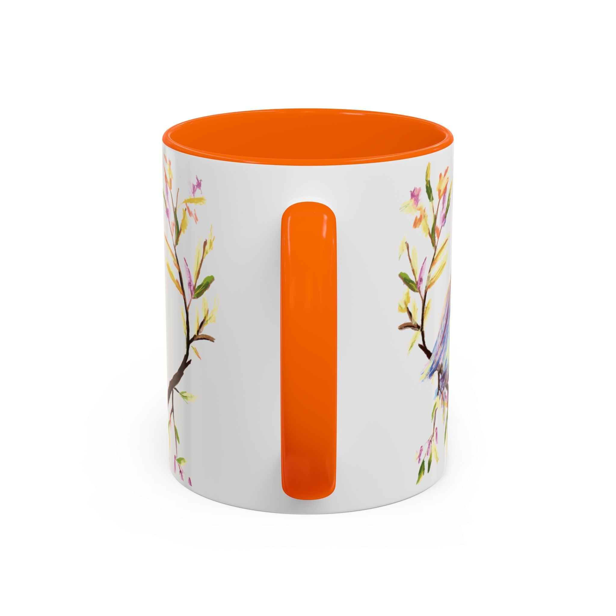 Watercolor Bird Two Tone Ceramic Coffee Mugs - Blue Cava