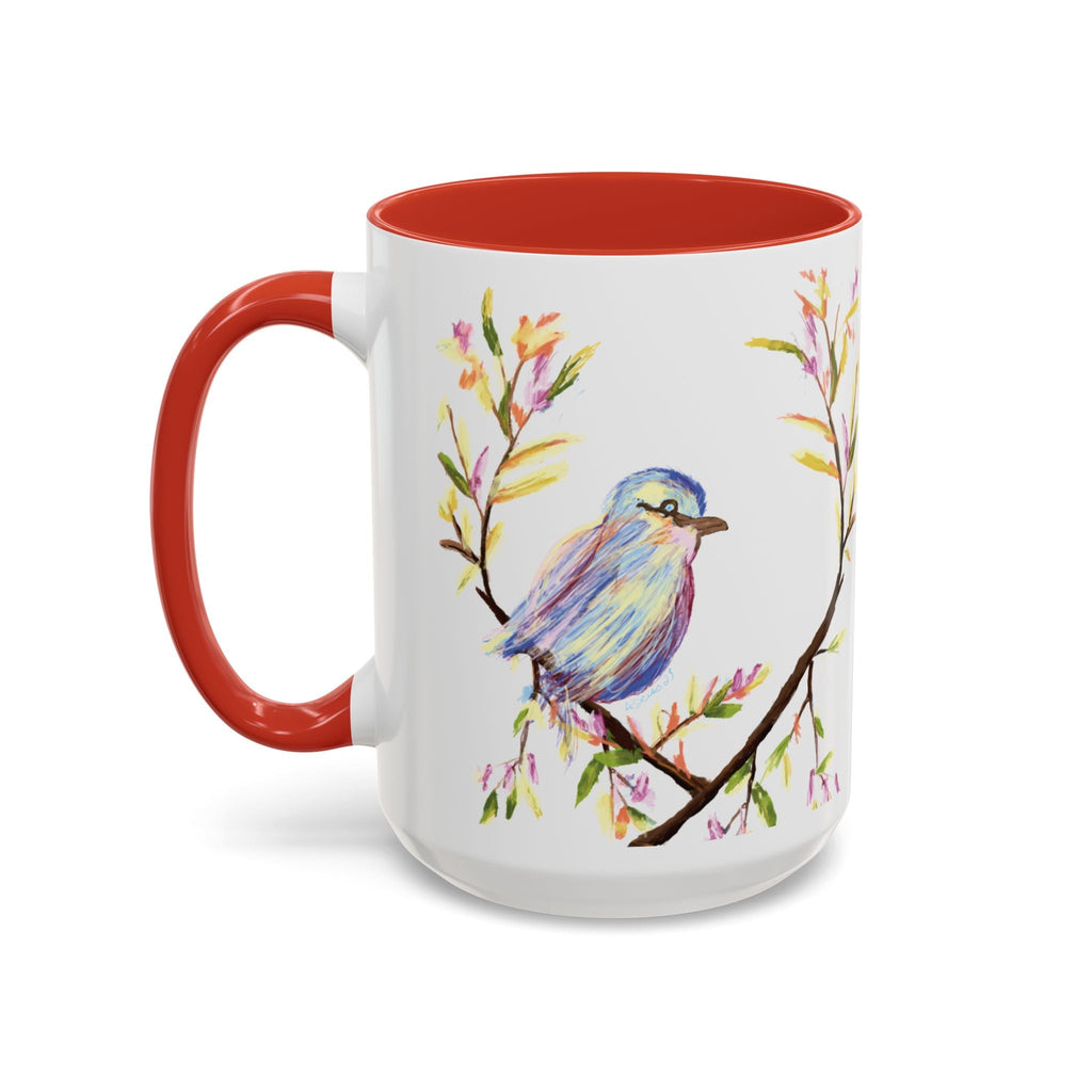 Watercolor Bird Two Tone Ceramic Coffee Mugs - Blue Cava