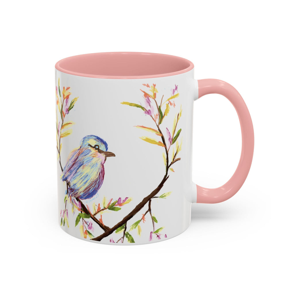 Watercolor Bird Two Tone Ceramic Coffee Mugs - Blue Cava