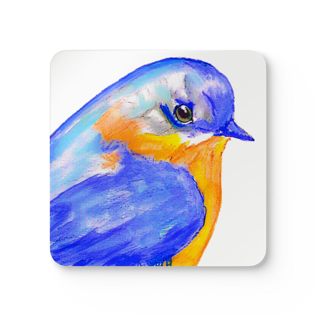 Watercolor Bluebird Corkwood Coaster Set - Blue Cava