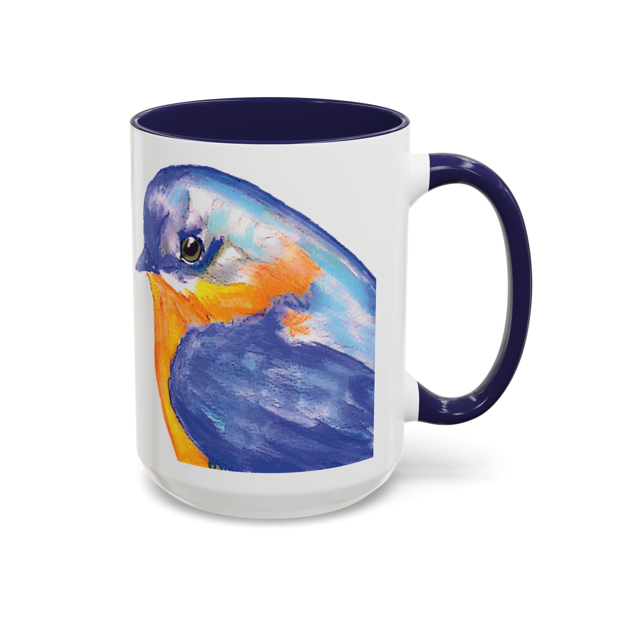 Watercolor Bluebird Two Tone Ceramic Coffee Mugs - Blue Cava