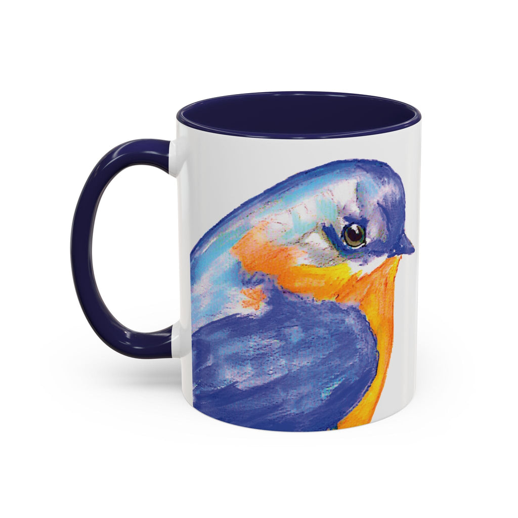 Watercolor Bluebird Two Tone Ceramic Coffee Mugs - Blue Cava