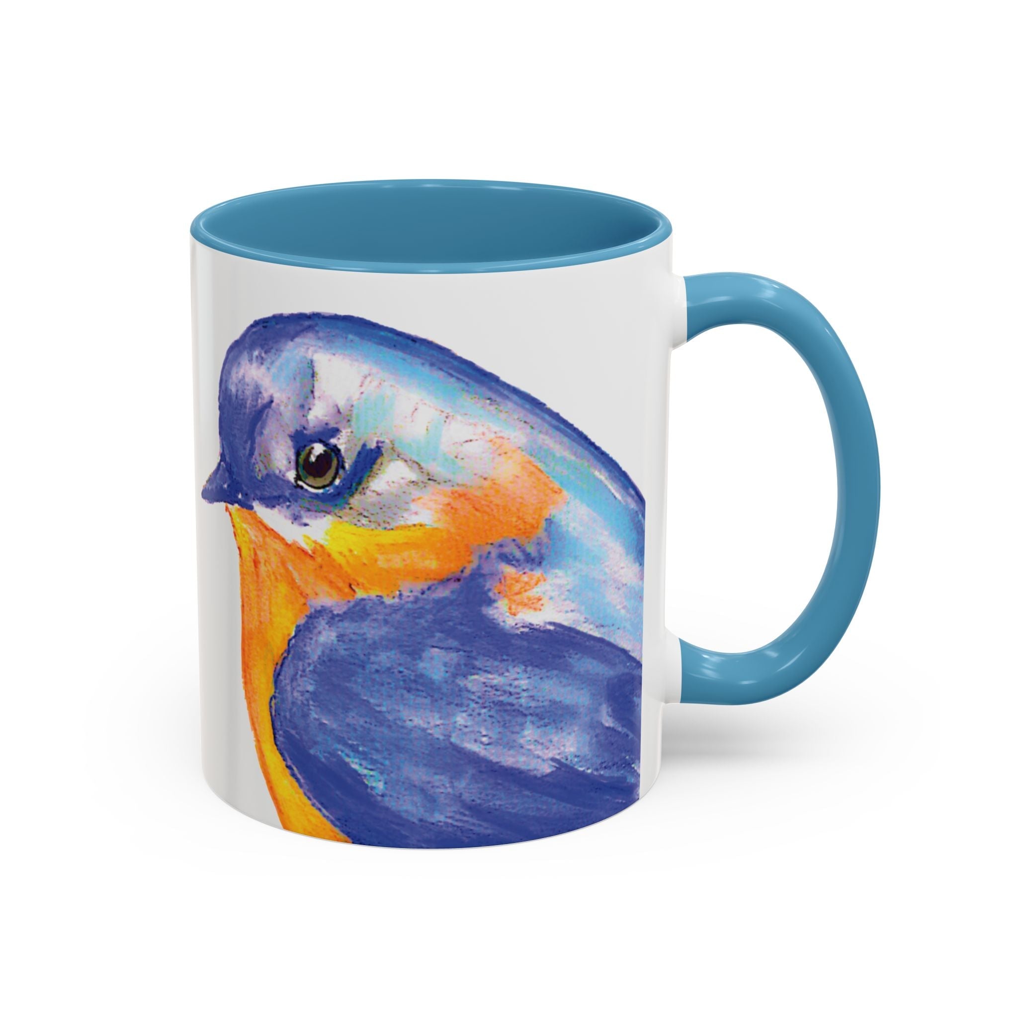 Watercolor Bluebird Two Tone Ceramic Coffee Mugs - Blue Cava