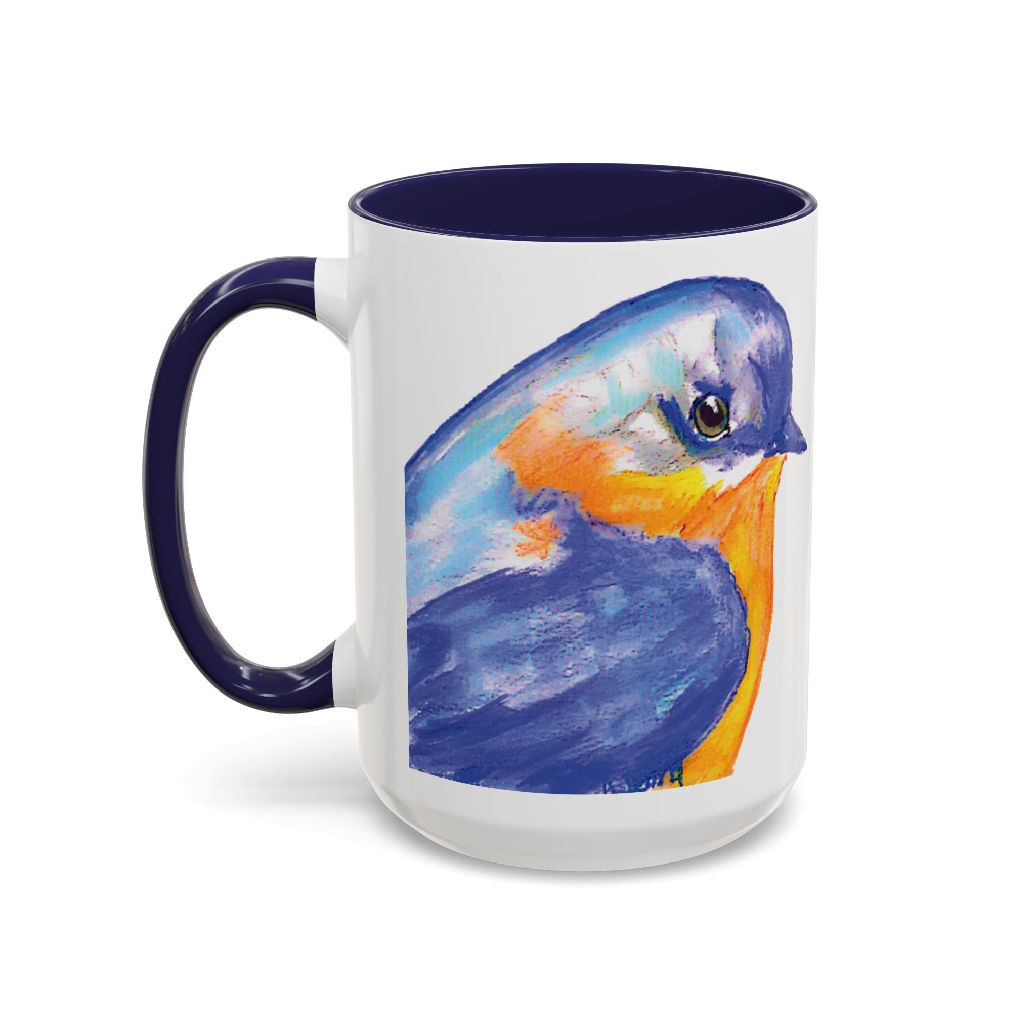 Watercolor Bluebird Two Tone Ceramic Coffee Mugs - Blue Cava