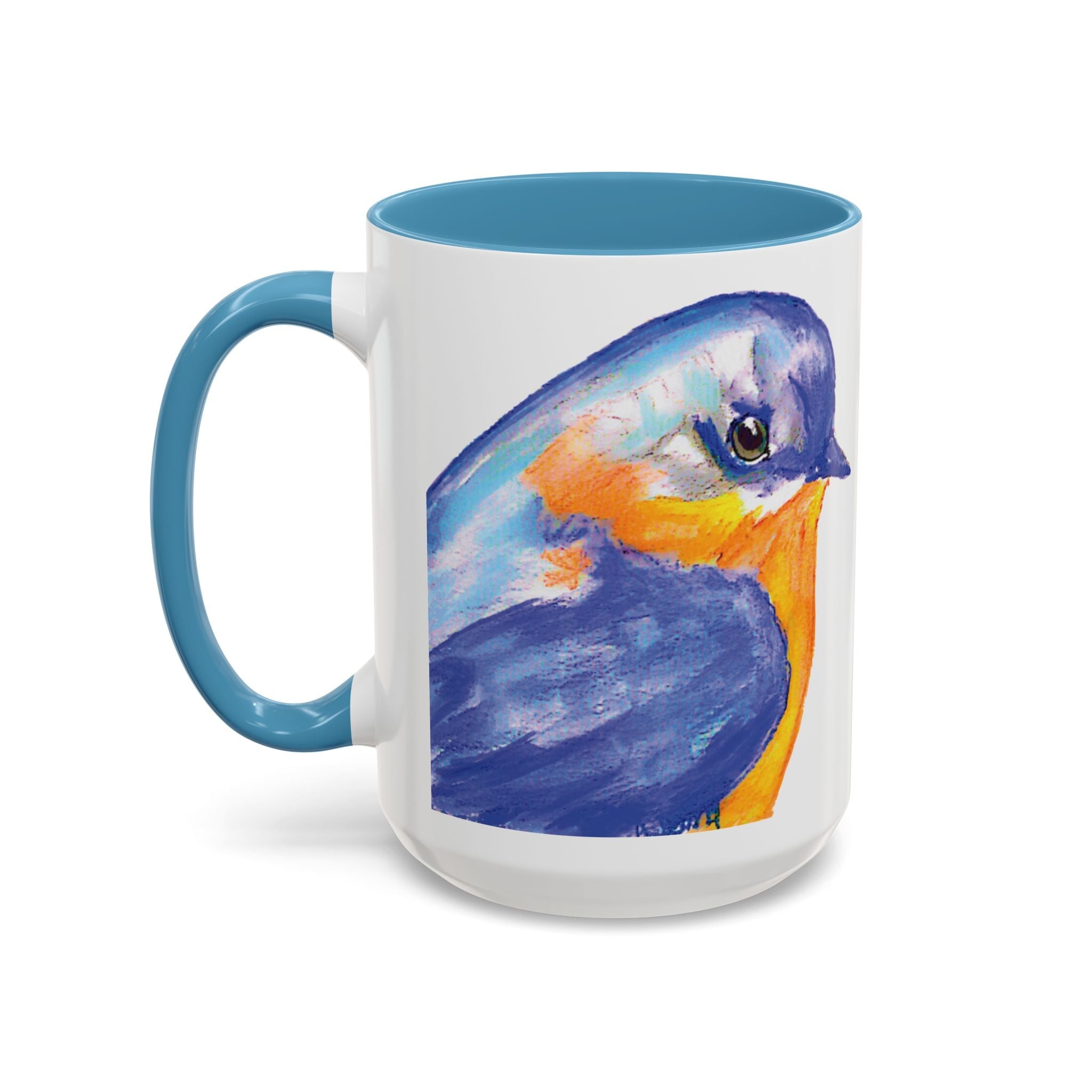 Watercolor Bluebird Two Tone Ceramic Coffee Mugs - Blue Cava